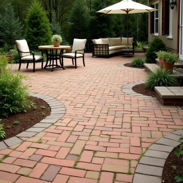 Brick patio garden theme