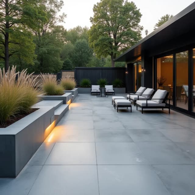 Concrete patio garden theme