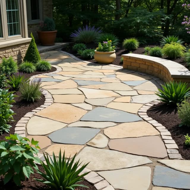 Flagstone patio garden theme