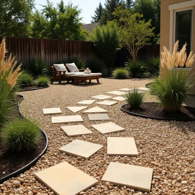 Gravel patio garden theme