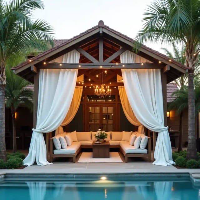 Pool cabana garden theme