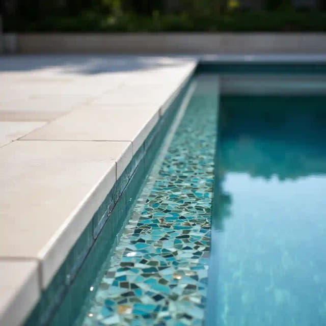 Modern pool waterline garden theme