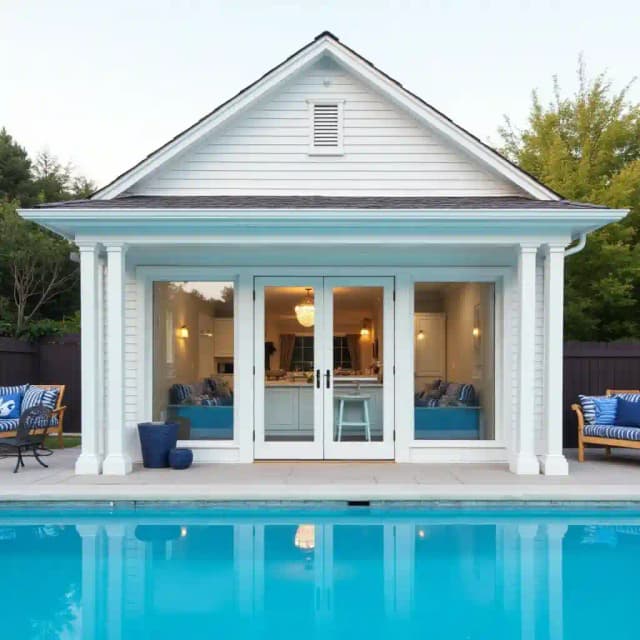 Pool house garden theme